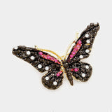 Crystal Rhinestone Pave Butterfly Pin Brooch - Madeline Love - Flyclothing LLC