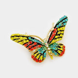 Crystal Rhinestone Pave Butterfly Pin Brooch - Madeline Love - Flyclothing LLC