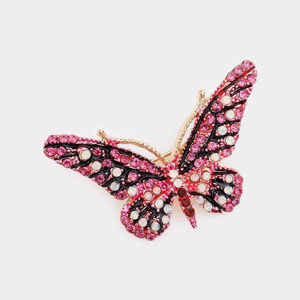 Crystal Rhinestone Paved Butterfly Pin Brooch - Madeline Love - Flyclothing LLC