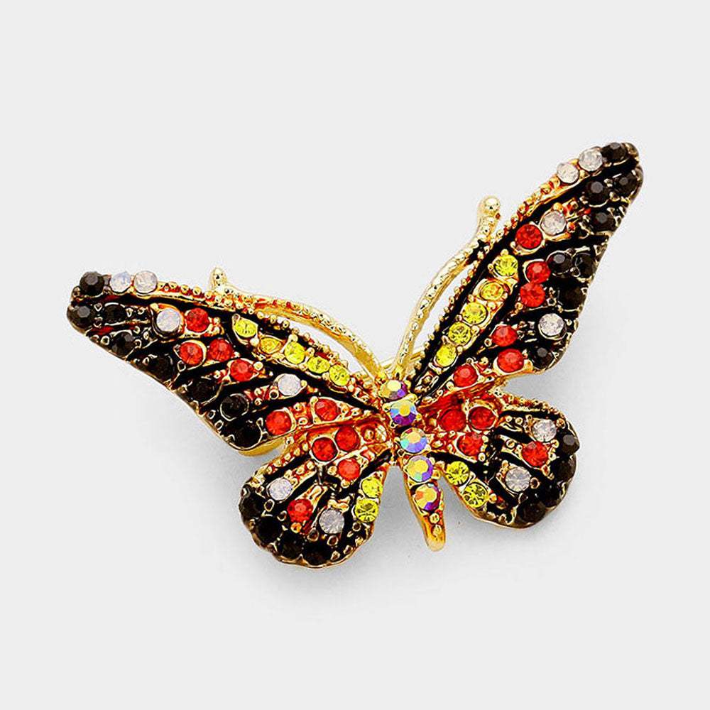Crystal Rhinestone Paved Butterfly Pin Brooch - Madeline Love - Flyclothing LLC