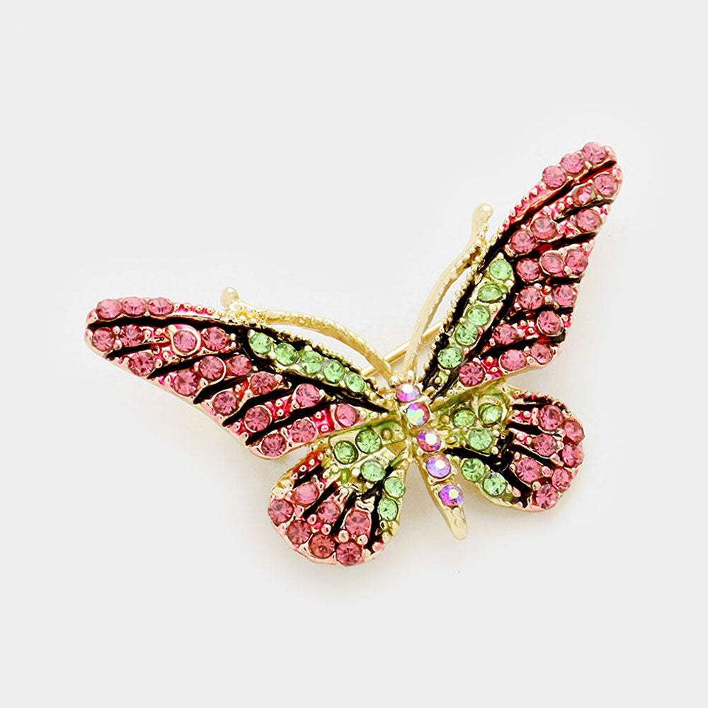 Crystal Rhinestone Pave Butterfly Pin Brooch - Madeline Love - Flyclothing LLC