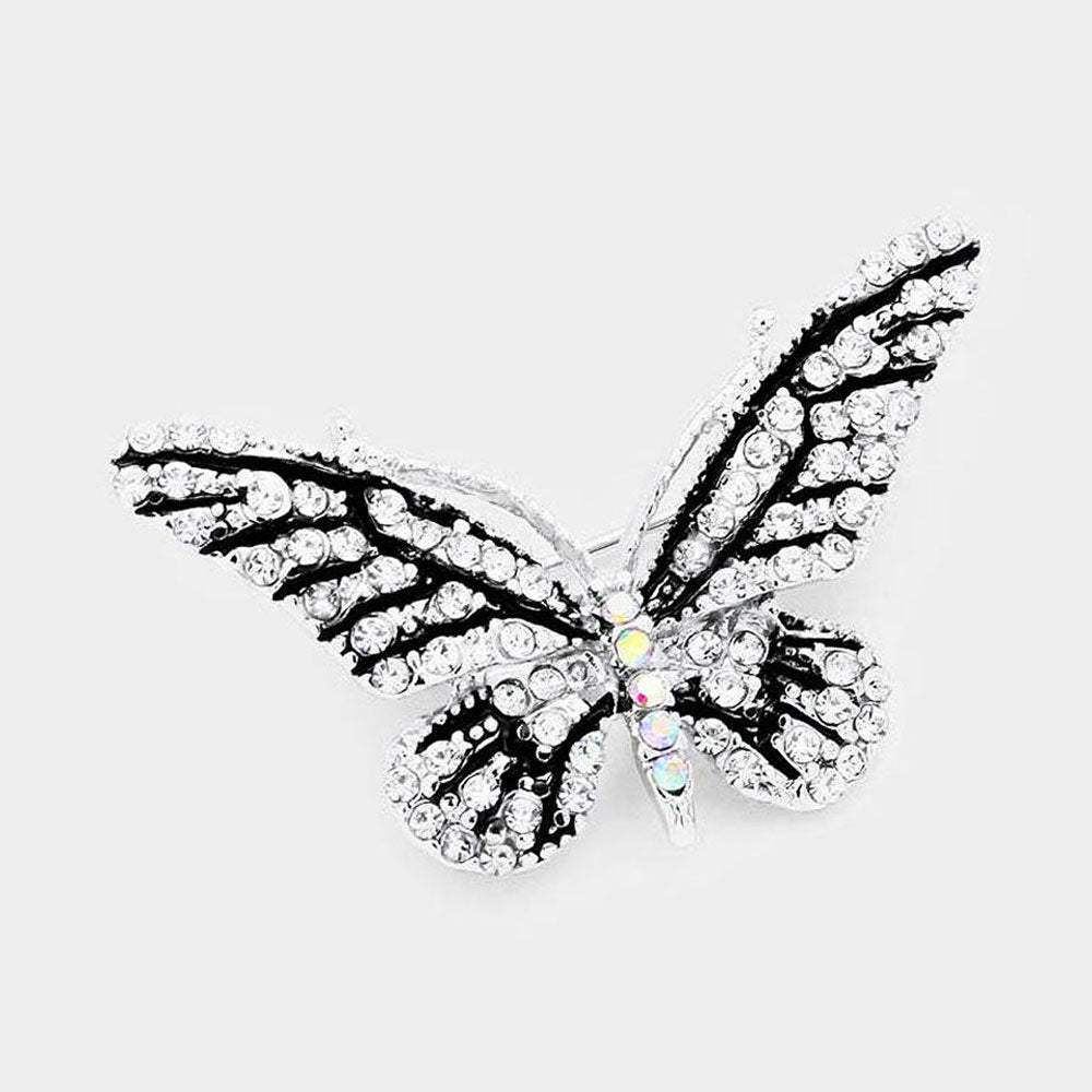 Crystal Rhinestone Paved Butterfly Pin Brooch - Madeline Love - Flyclothing LLC