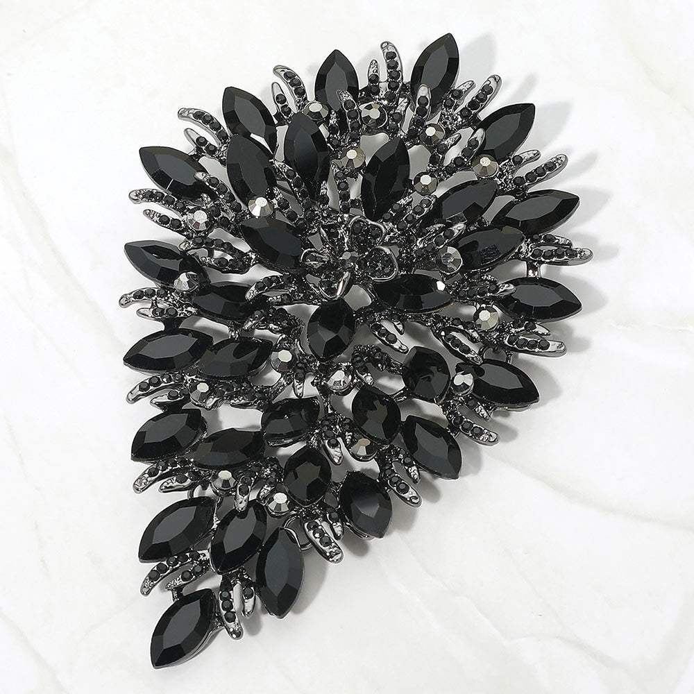 Flower Centered Marquise Stone Cluster Vine Pin Brooch - Madeline Love - Flyclothing LLC