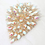 Flower Centered Marquise Stone Cluster Vine Pin Brooch - Madeline Love - Flyclothing LLC