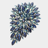 Flower Centered Marquise Stone Cluster Vine Pin Brooch - Madeline Love - Flyclothing LLC