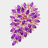Flower Centered Marquise Stone Cluster Vine Pin Brooch - Madeline Love - Flyclothing LLC