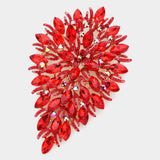Flower Centered Marquise Stone Cluster Vine Pin Brooch - Madeline Love - Flyclothing LLC