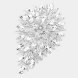Flower Centered Marquise Stone Cluster Vine Pin Brooch - Madeline Love - Flyclothing LLC