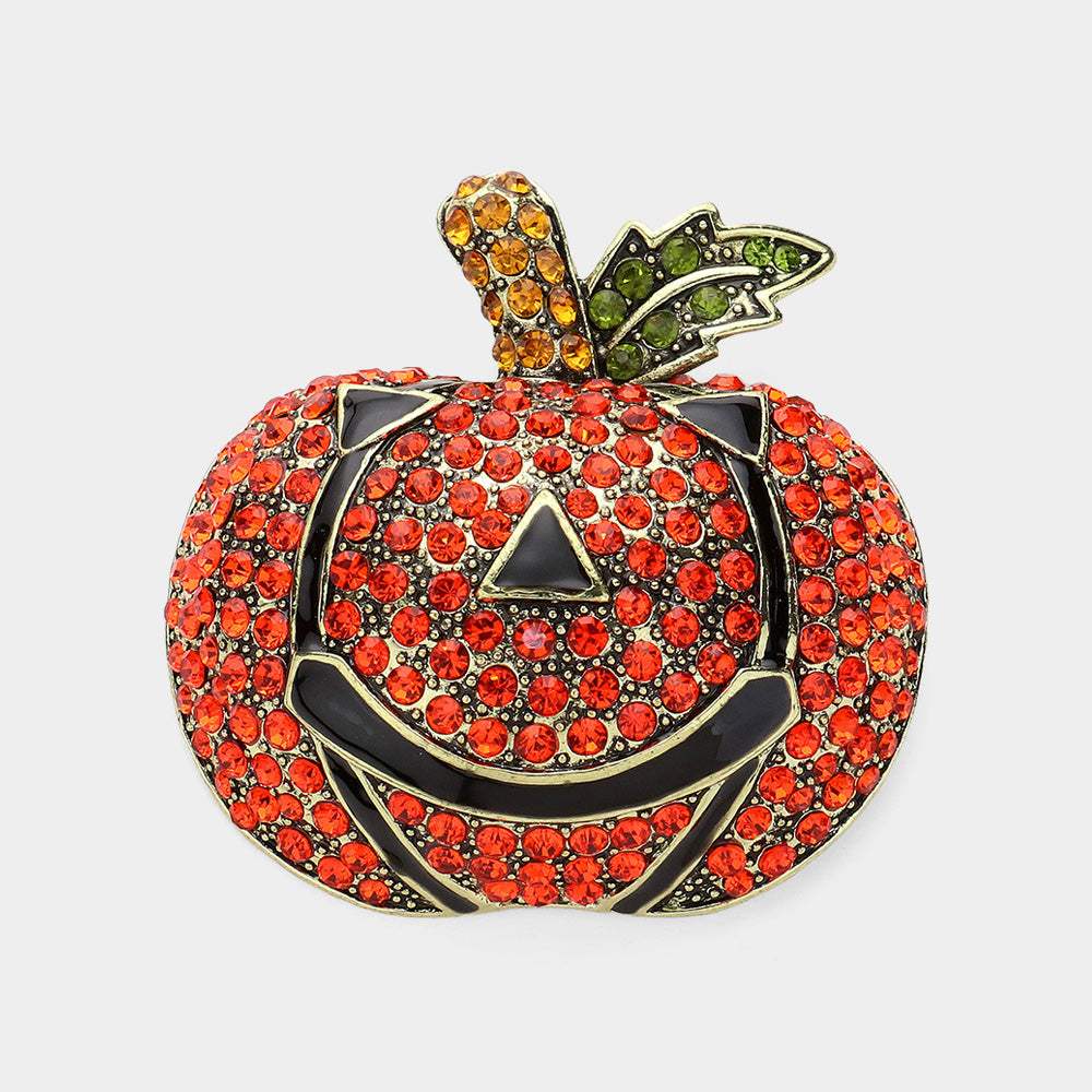 Stone Paved Halloween Pumpkin Pin Brooch - Madeline Love - Flyclothing LLC