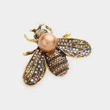 Pearl Detail Honey Bee Pin Brooch - Madeline Love - Flyclothing LLC