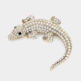 Crystal Pave Crocodile/Alligator Pin Brooch - Madeline Love - Flyclothing LLC