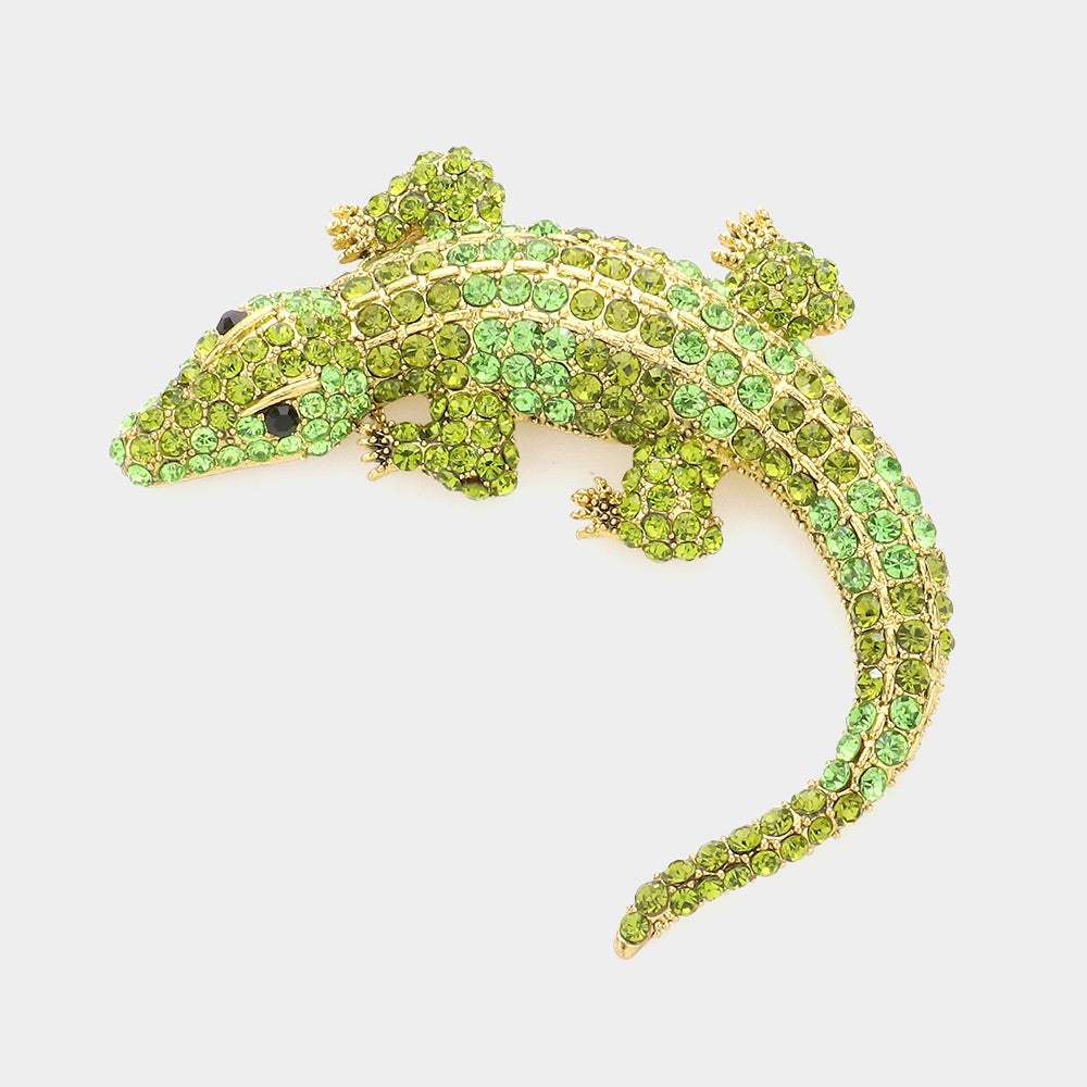 Crystal Pave Crocodile/Alligator Pin Brooch - Madeline Love - Flyclothing LLC