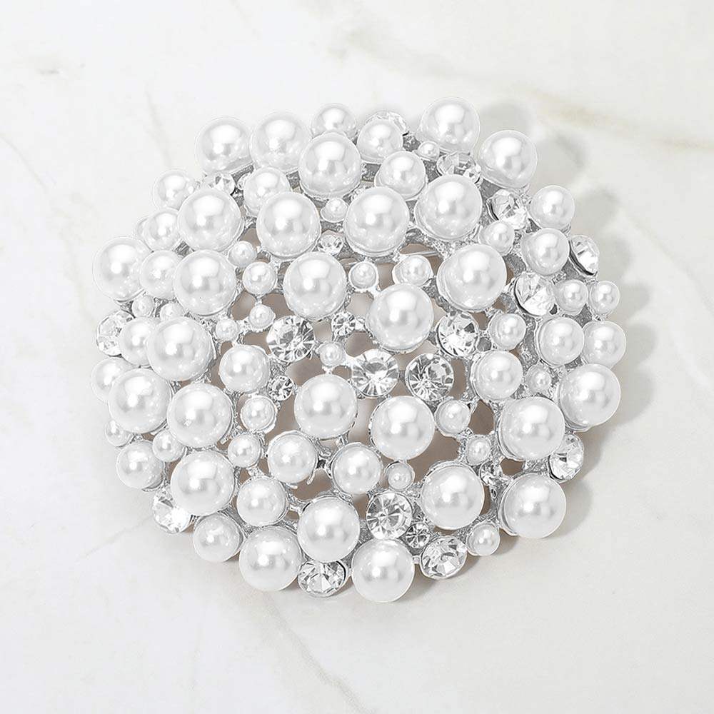 Pearl Crystal Cluster Pin Brooch - Madeline Love - Flyclothing LLC