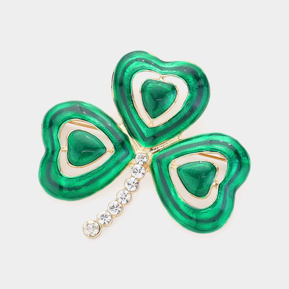 Lacquered Clover Brooch - Madeline Love - Flyclothing LLC