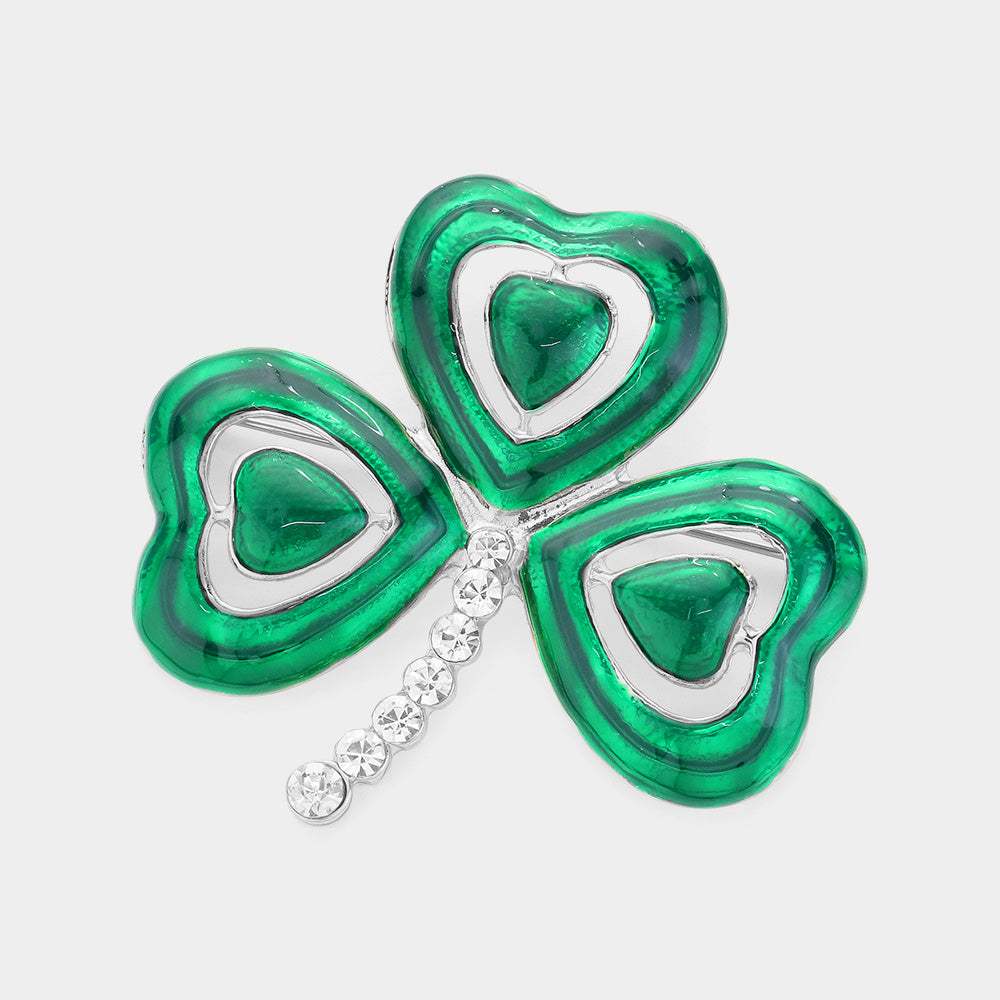 Lacquered Clover Pin Brooch - Madeline Love - Flyclothing LLC