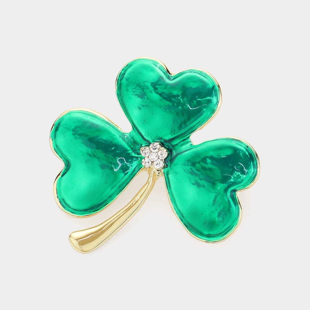 Enamel Shamrock Clover Pin Brooch - Madeline Love - Flyclothing LLC