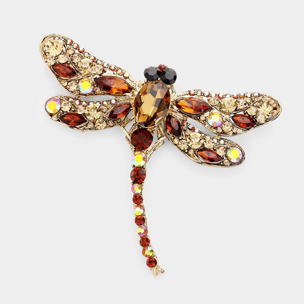 Crystal Rhinestone Dragonfly Brooch / Pendant - Madeline Love - Flyclothing LLC