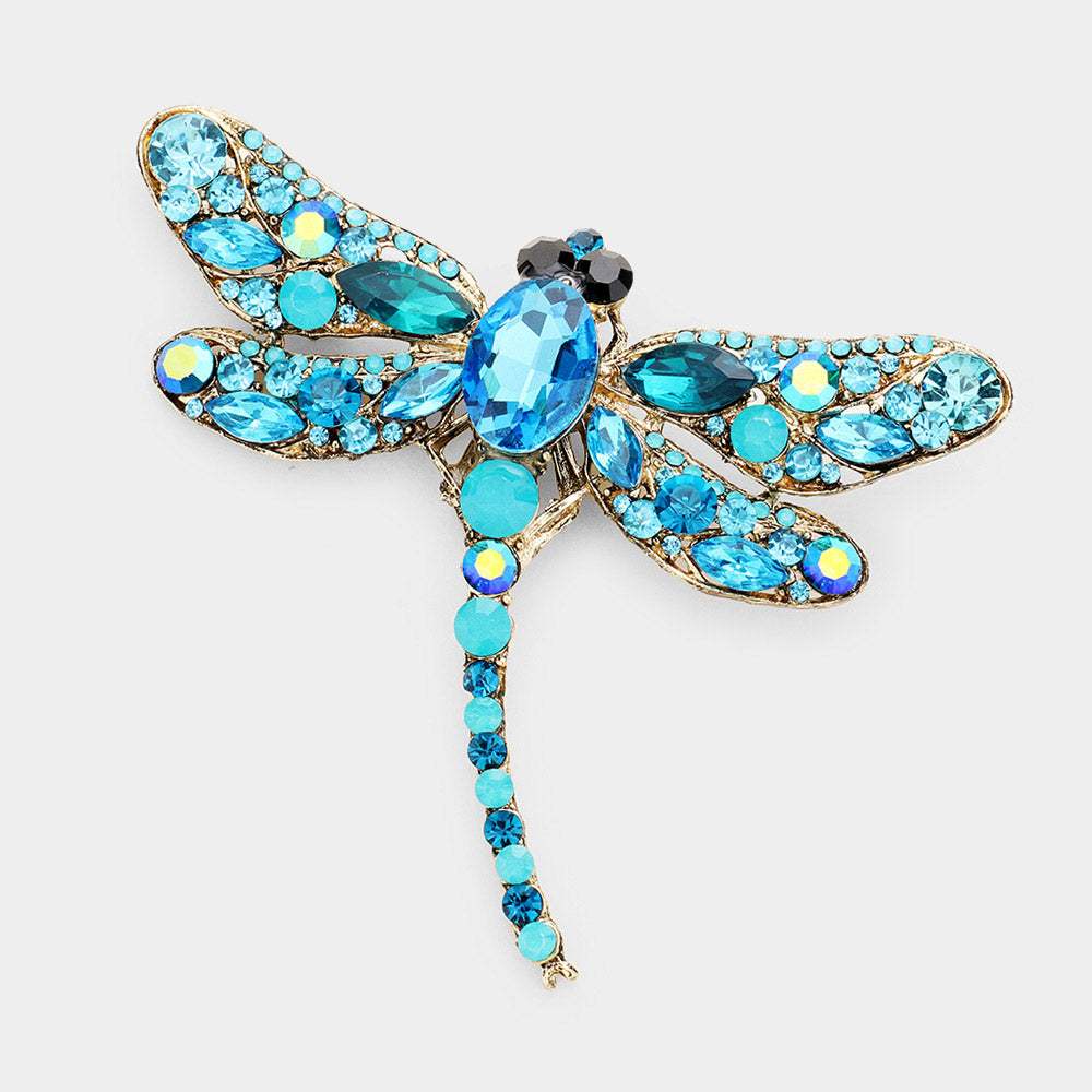 Crystal Rhinestone Dragonfly Brooch / Pendant - Madeline Love - Flyclothing LLC