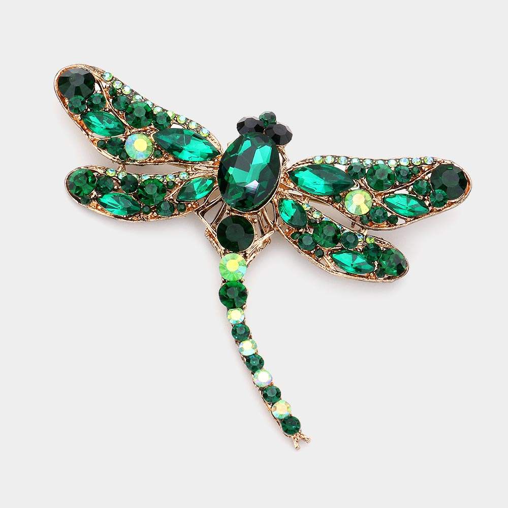 Crystal Rhinestone Dragonfly Brooch / Pendant - Madeline Love - Flyclothing LLC