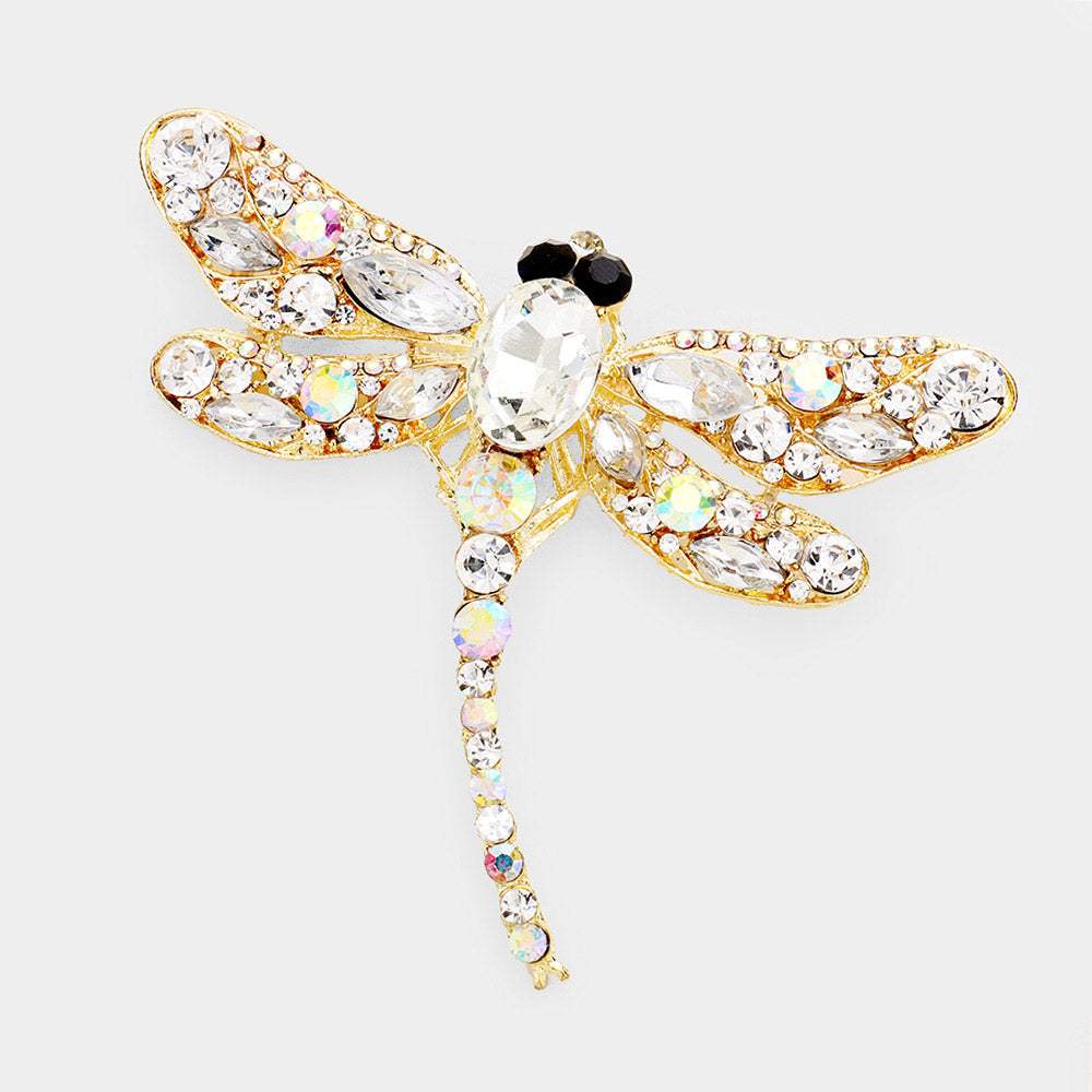 Crystal Rhinestone Dragonfly Brooch / Pendant - Madeline Love - Flyclothing LLC