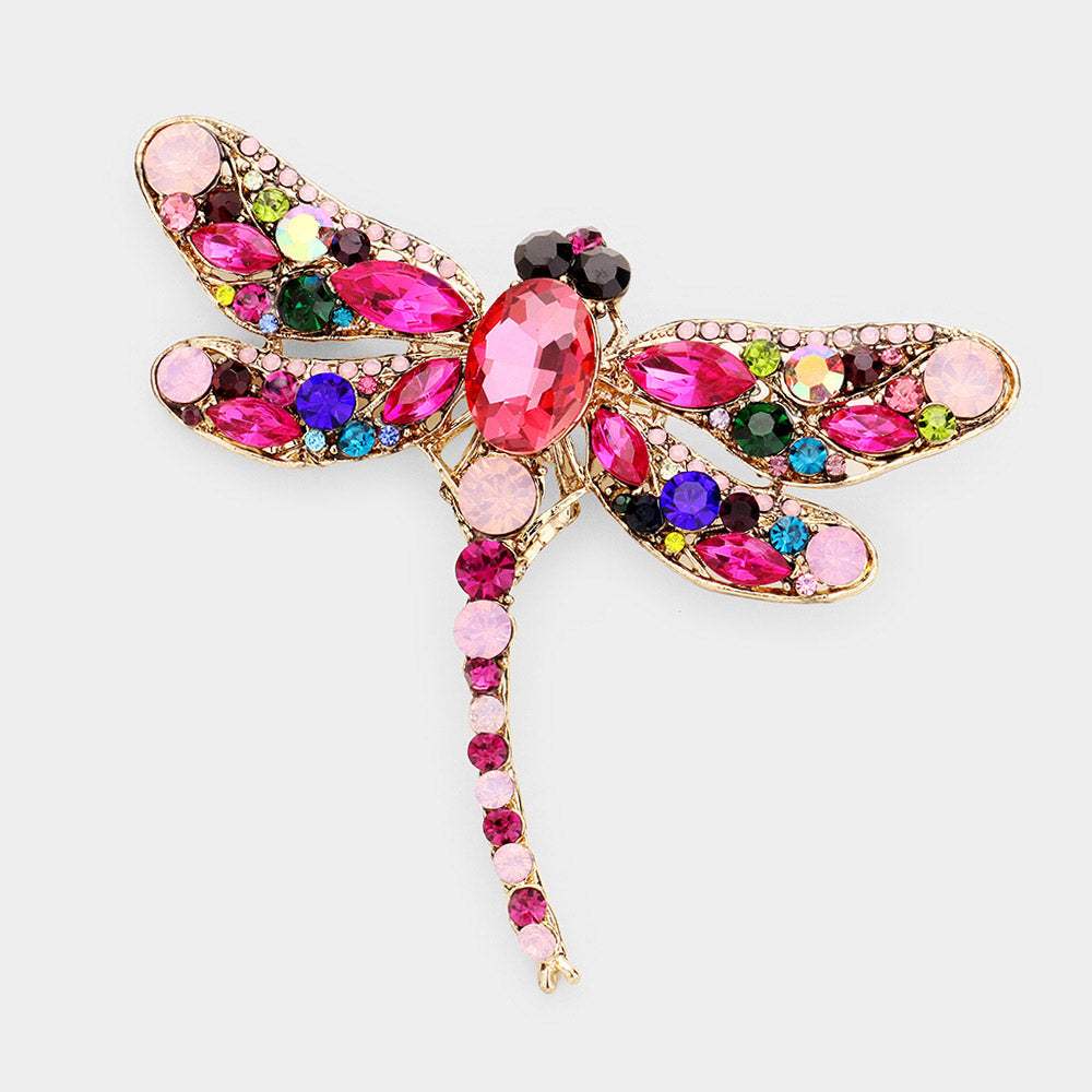 Crystal Rhinestone Dragonfly Brooch / Pendant - Madeline Love - Flyclothing LLC