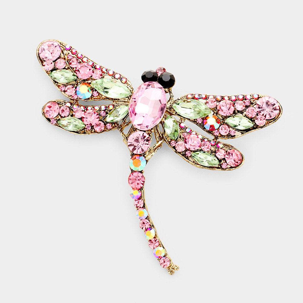 Crystal Rhinestone Dragonfly Brooch / Pendant - Madeline Love - Flyclothing LLC