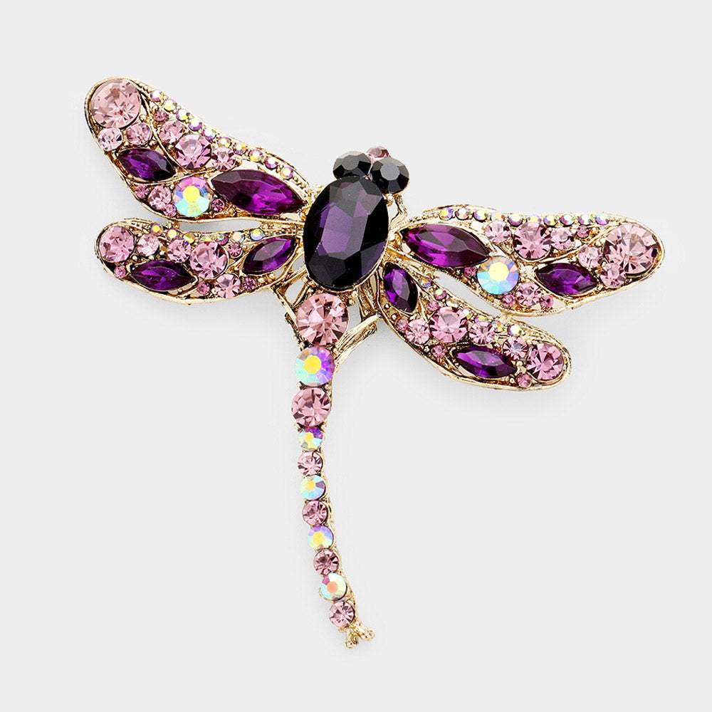 Crystal Rhinestone Dragonfly Brooch / Pendant - Madeline Love - Flyclothing LLC