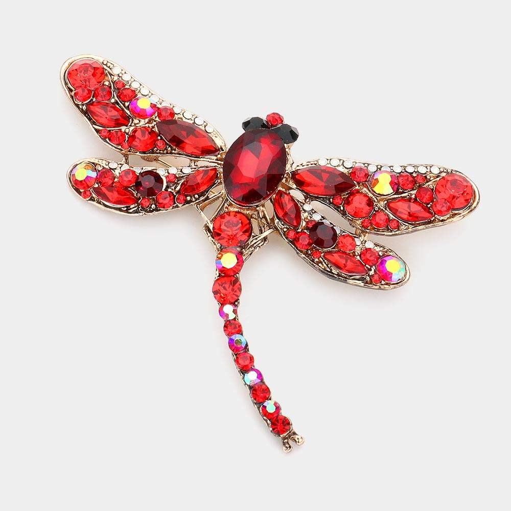 Crystal Rhinestone Dragonfly Brooch / Pendant - Madeline Love - Flyclothing LLC