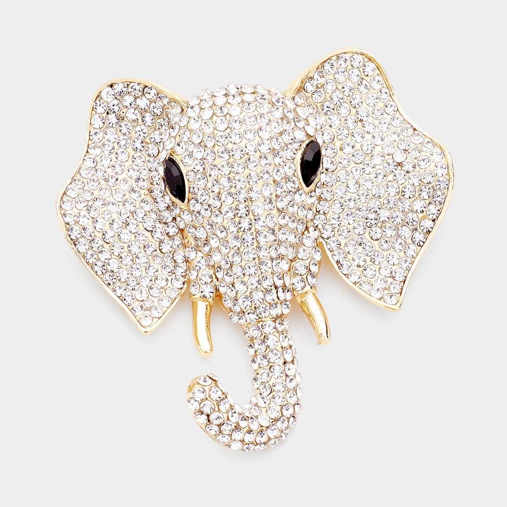Rhinestone Elephant Pin Brooch - Madeline Love - Flyclothing LLC