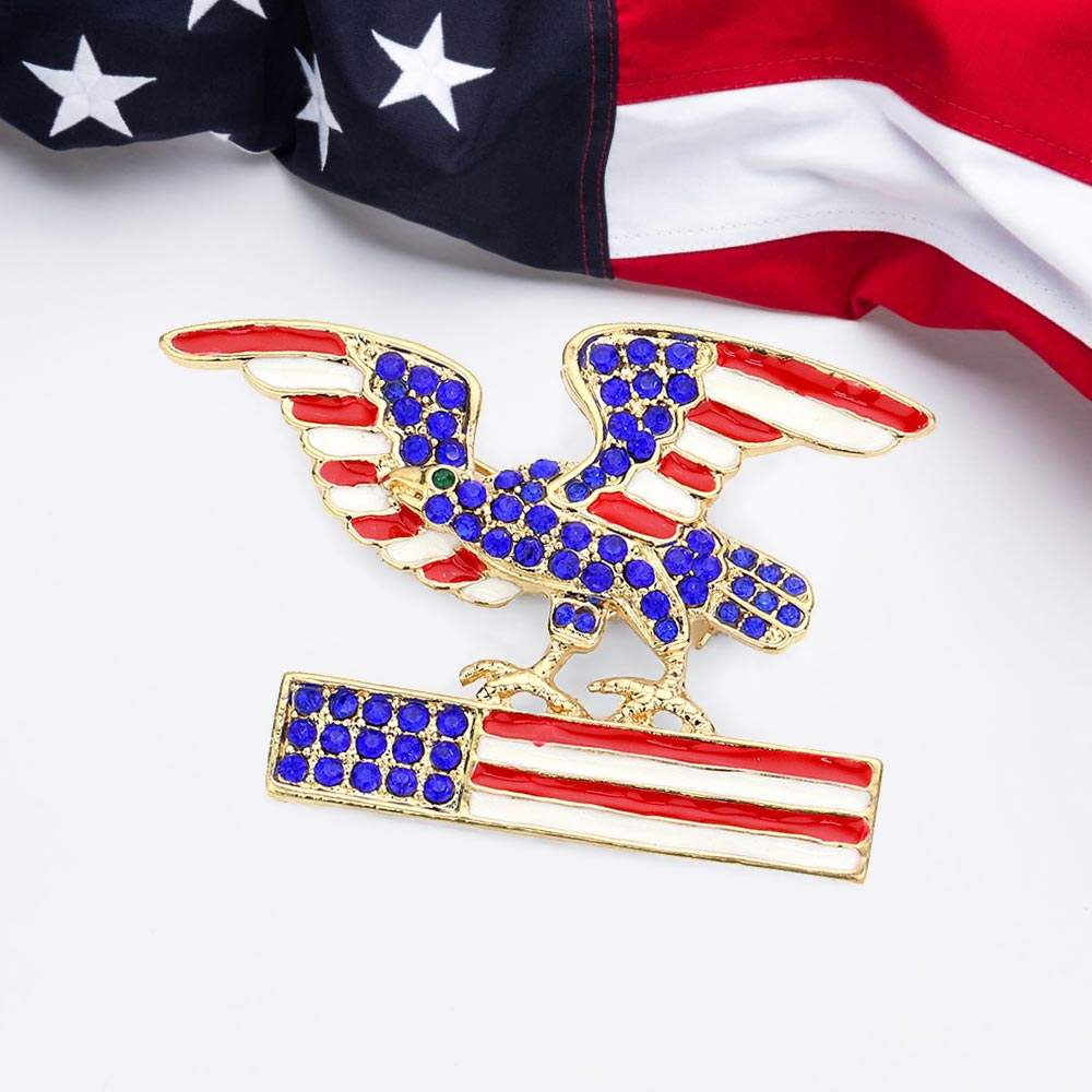 Enamel American USA Flag Eagle Pin Brooch - Madeline Love - Flyclothing LLC