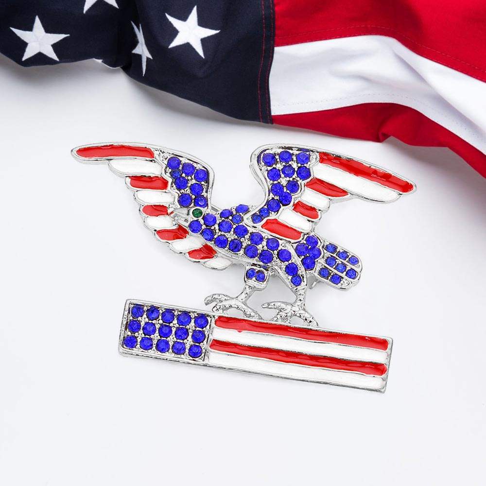 Enamel American USA Flag Eagle Pin Brooch - Madeline Love - Flyclothing LLC