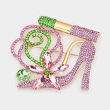 Rhinestone Pave High Heel Flower Lipstick Brooch - Madeline Love - Flyclothing LLC