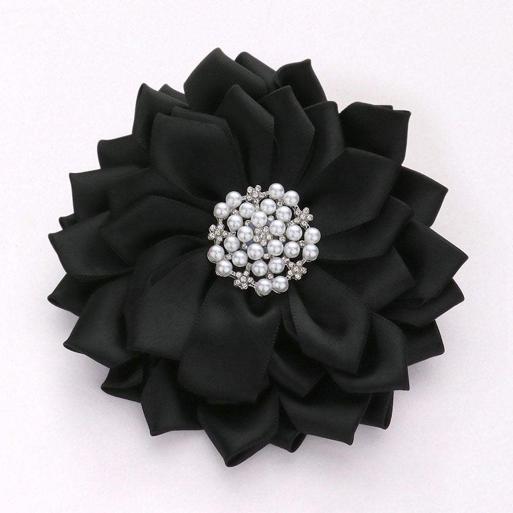 Pearl Pointed Flower Ribbon Brooch Hair Clip - Madeline Love - Flyclothing LLC