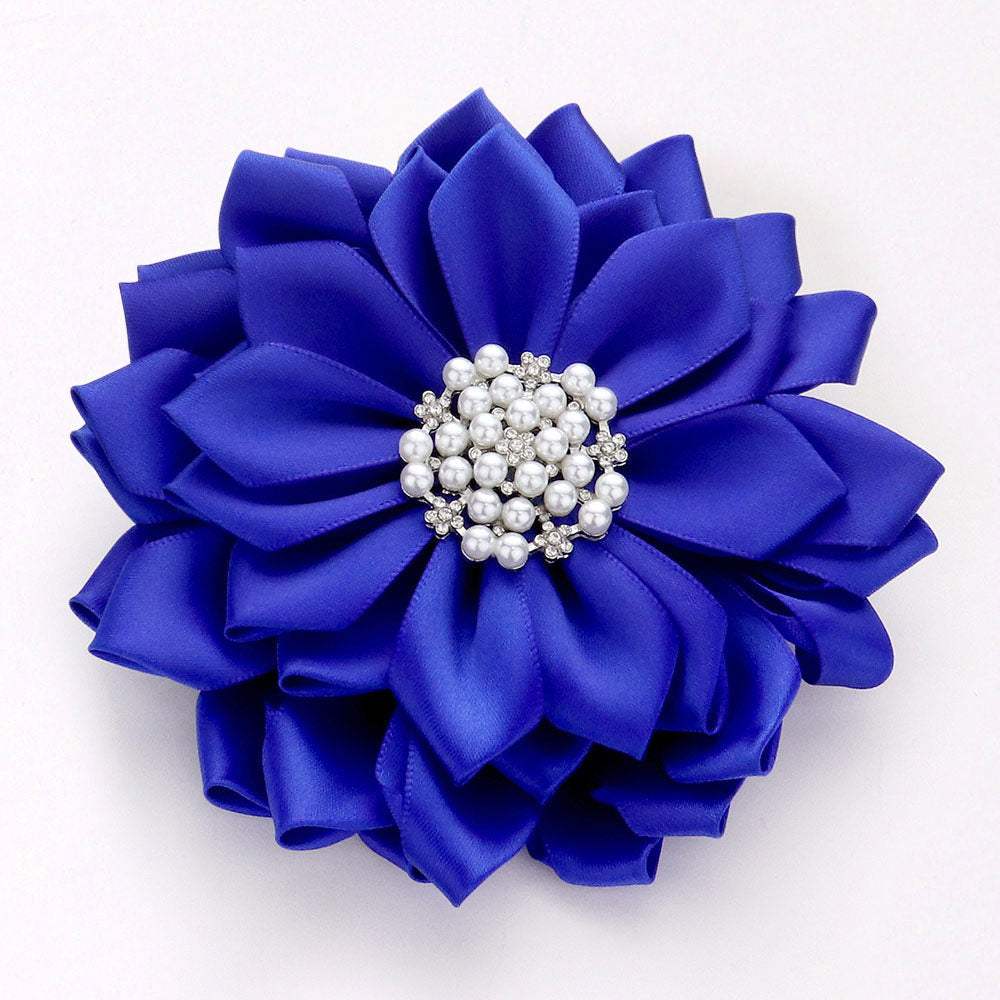 Pearl Pointed Flower Ribbon Brooch Hair Clip - Madeline Love - Flyclothing LLC