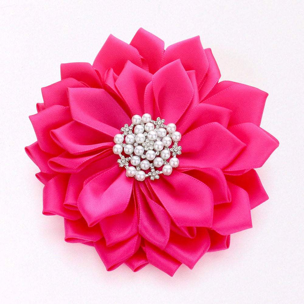 Pearl Pointed Flower Ribbon Brooch Hair Clip - Madeline Love - Flyclothing LLC