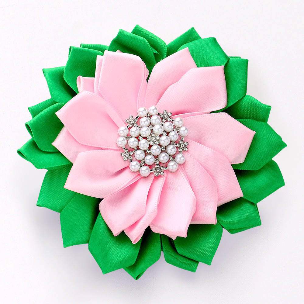 Pearl Pointed Flower Ribbon Brooch Hair Clip - Madeline Love - Flyclothing LLC
