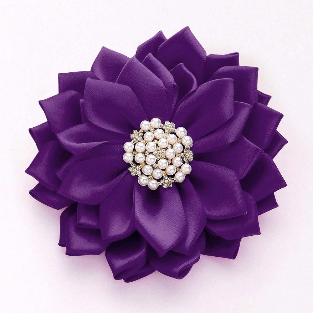 Pearl Pointed Flower Ribbon Brooch Hair Clip - Madeline Love - Flyclothing LLC