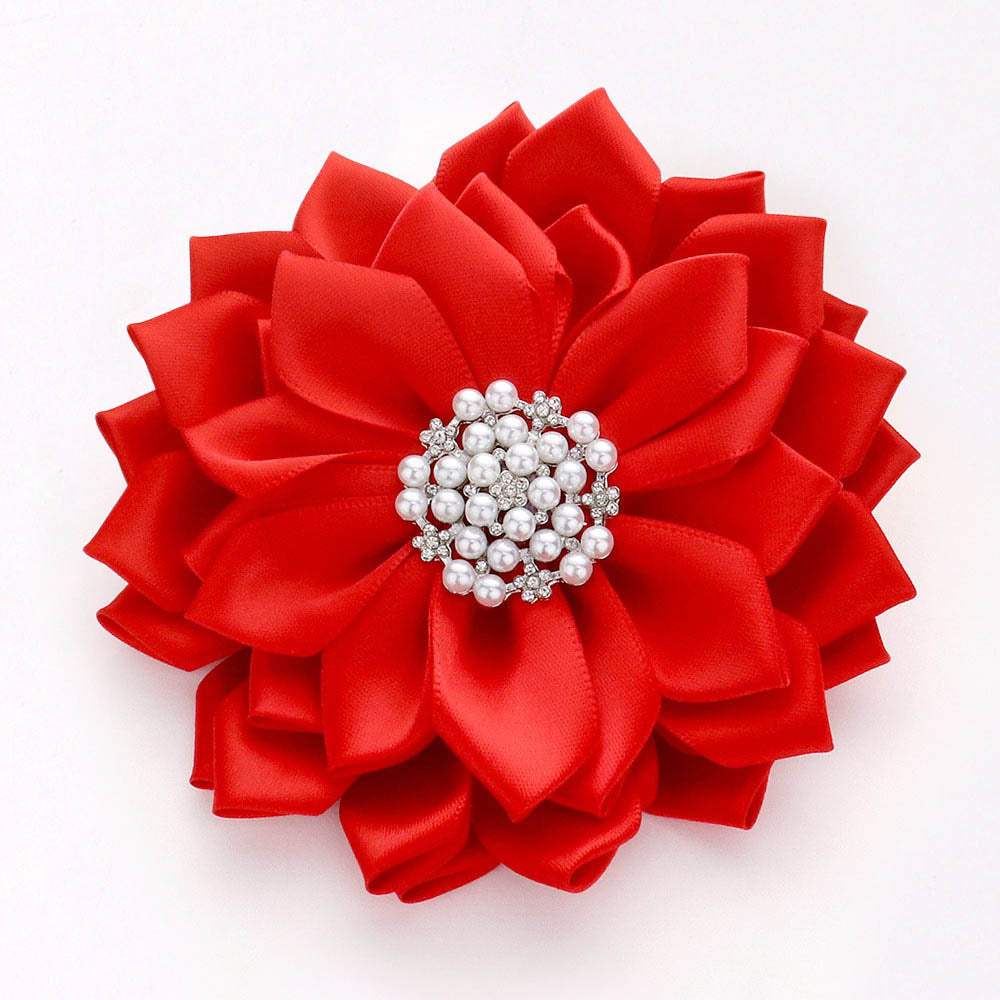 Pearl Pointed Flower Ribbon Brooch Hair Clip - Madeline Love - Flyclothing LLC