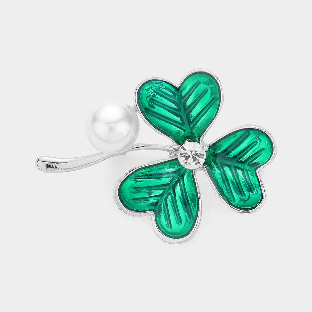 Clover Pearl Pin Brooch - Madeline Love - Flyclothing LLC