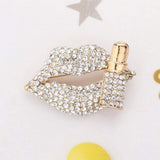 Bling Studded Lip and Lipstick Pin Brooch - Madeline Love - Flyclothing LLC
