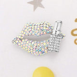 Bling Studded Lip and Lipstick Pin Brooch - Madeline Love - Flyclothing LLC