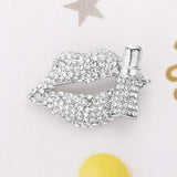 Bling Studded Lip and Lipstick Pin Brooch - Madeline Love - Flyclothing LLC