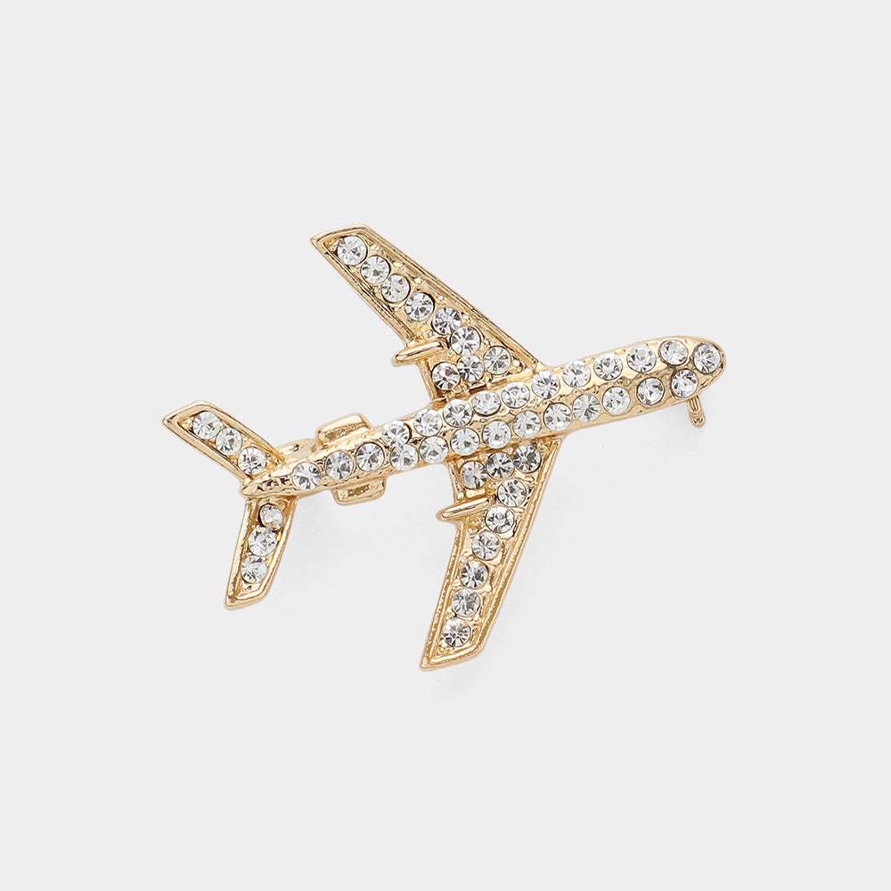 Stone Paved Airplane Pin Brooch - Madeline Love - Flyclothing LLC