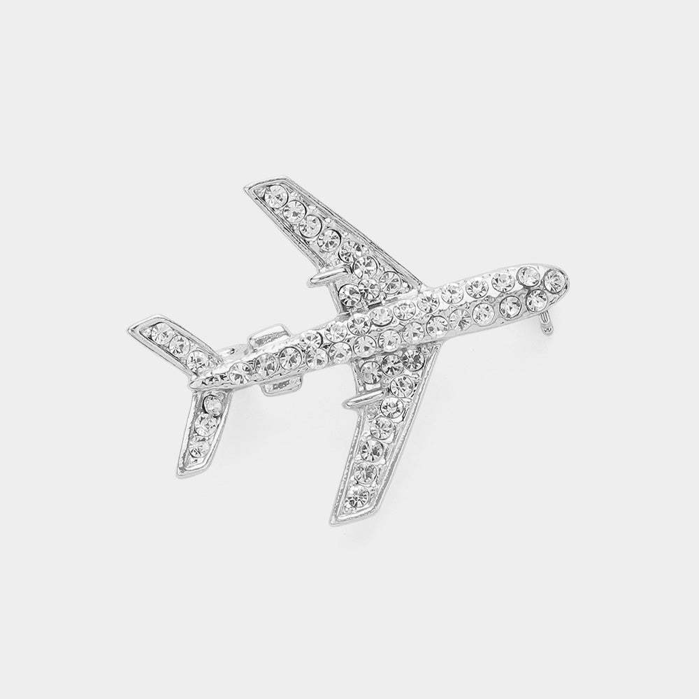 Stone Paved Airplane Pin Brooch - Madeline Love - Flyclothing LLC