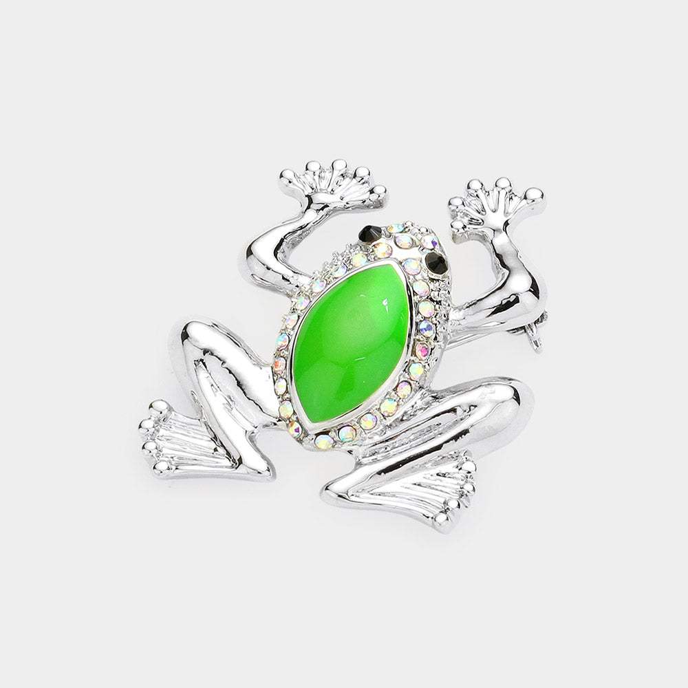 Crystal Accented Frog Pin Brooch - Madeline Love - Flyclothing LLC
