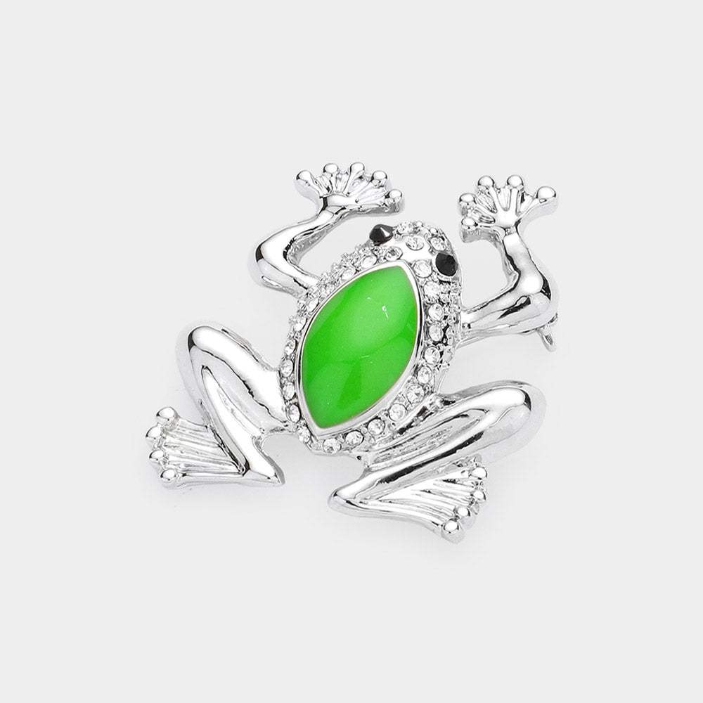 Crystal Accented Frog Pin Brooch - Madeline Love - Flyclothing LLC