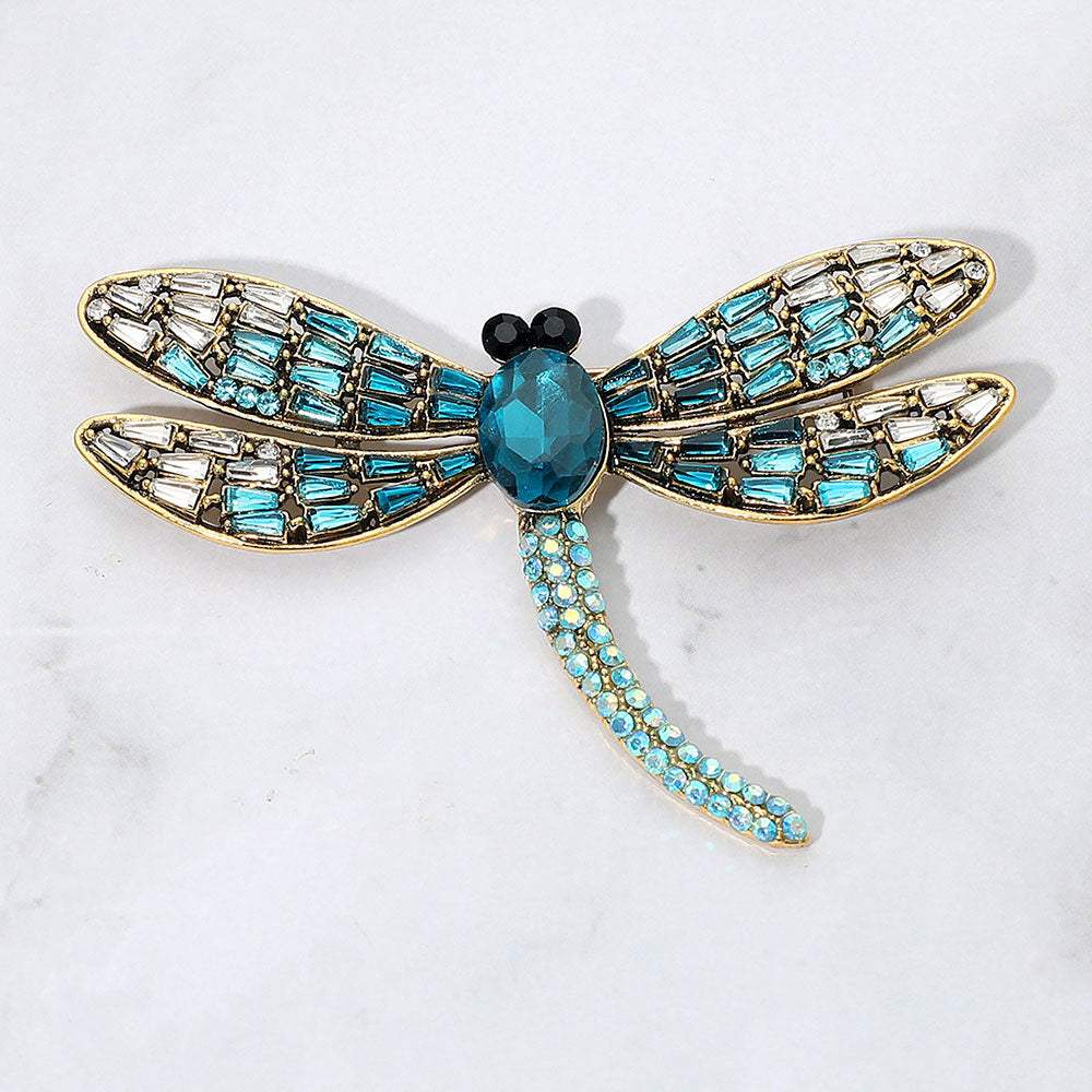 Sparkling Stone Embellished Dragonfly Pin Brooch - Madeline Love - Flyclothing LLC