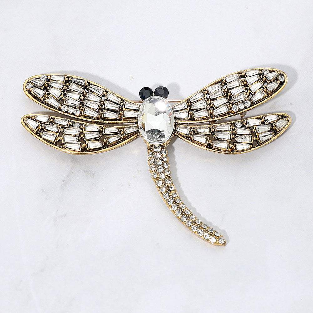 Sparkling Stone Embellished Dragonfly Pin Brooch - Madeline Love - Flyclothing LLC