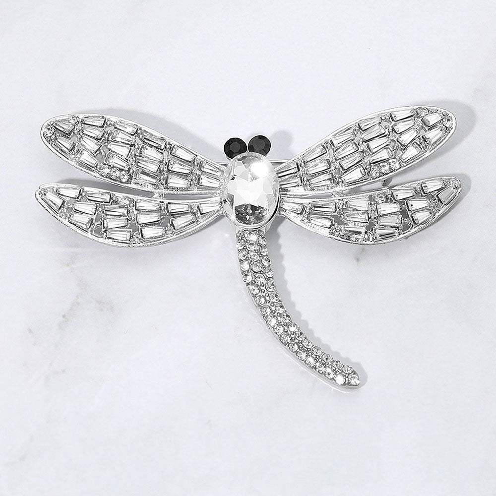 Sparkling Stone Embellished Dragonfly Pin Brooch - Madeline Love - Flyclothing LLC
