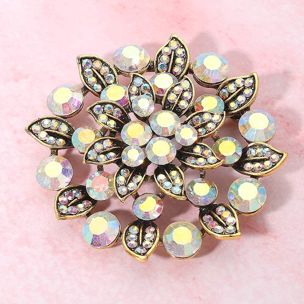 Rhinestone Embellished Elegant Floral Pin Brooch - Madeline Love - Flyclothing LLC